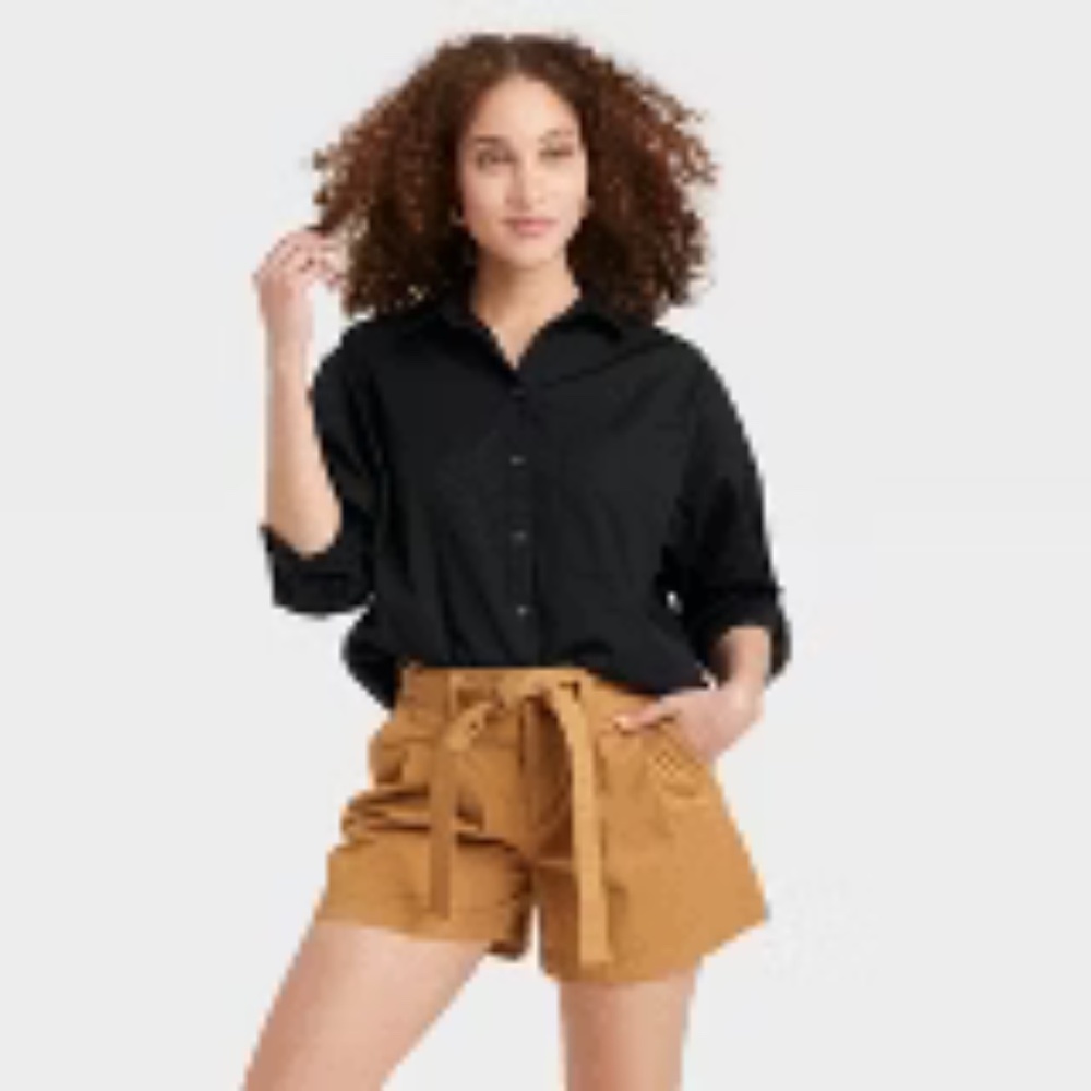New in bag Women's Long Sleeve Oversized Button-Down Boyfriend Shirt - A New Day